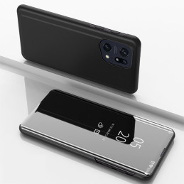 Clear View Dėklas, skirtas Oppo Find X5 Pro dangtelis su atvartu, juodas