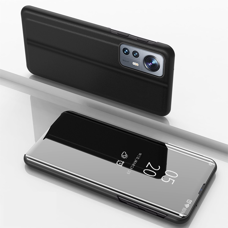 Clear View Case Xiaomi 12 Lite dangtelis su atvartu, juodas