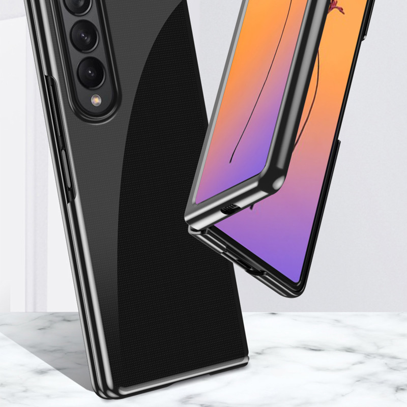 Dėklas, skirtas Samsung Galaxy Z Fold 4, padengtas rausvu metaliniu rėmeliu