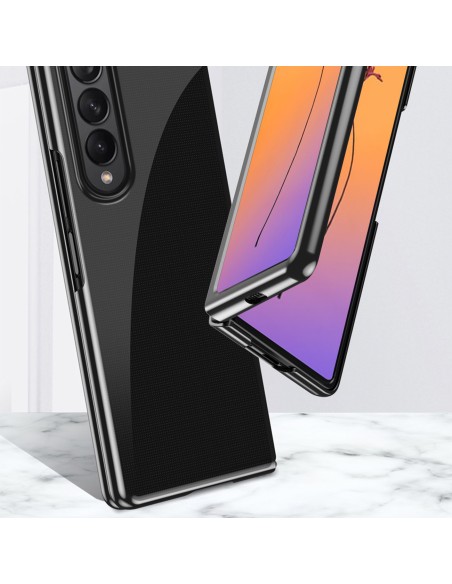 Dėklas, skirtas Samsung Galaxy Z Fold 4, padengtas rausvu metaliniu rėmeliu