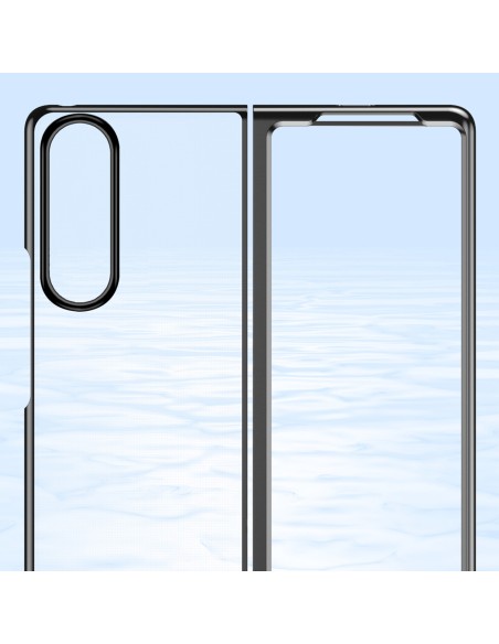 Dėklas, skirtas Samsung Galaxy Z Fold 4, padengtas rausvu metaliniu rėmeliu