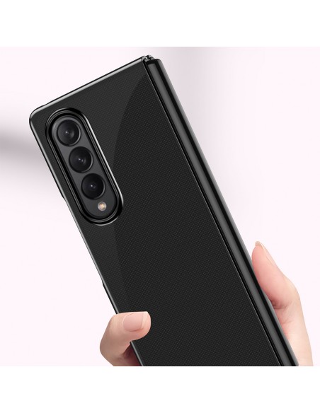 Dėklas, skirtas Samsung Galaxy Z Fold 4, padengtas rausvu metaliniu rėmeliu