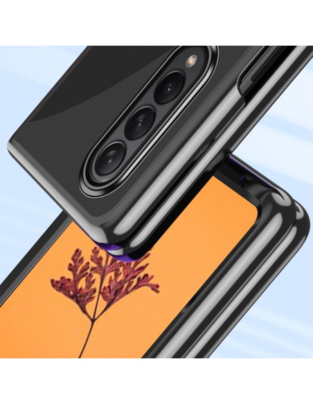 Dėklas, skirtas Samsung Galaxy Z Fold 4, padengtas rausvu metaliniu rėmeliu