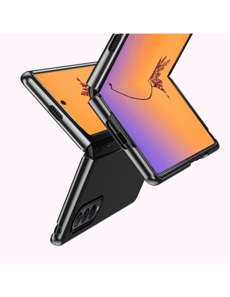 Dėklas, skirtas Samsung Galaxy Z Fold 4, padengtas rausvu metaliniu rėmeliu