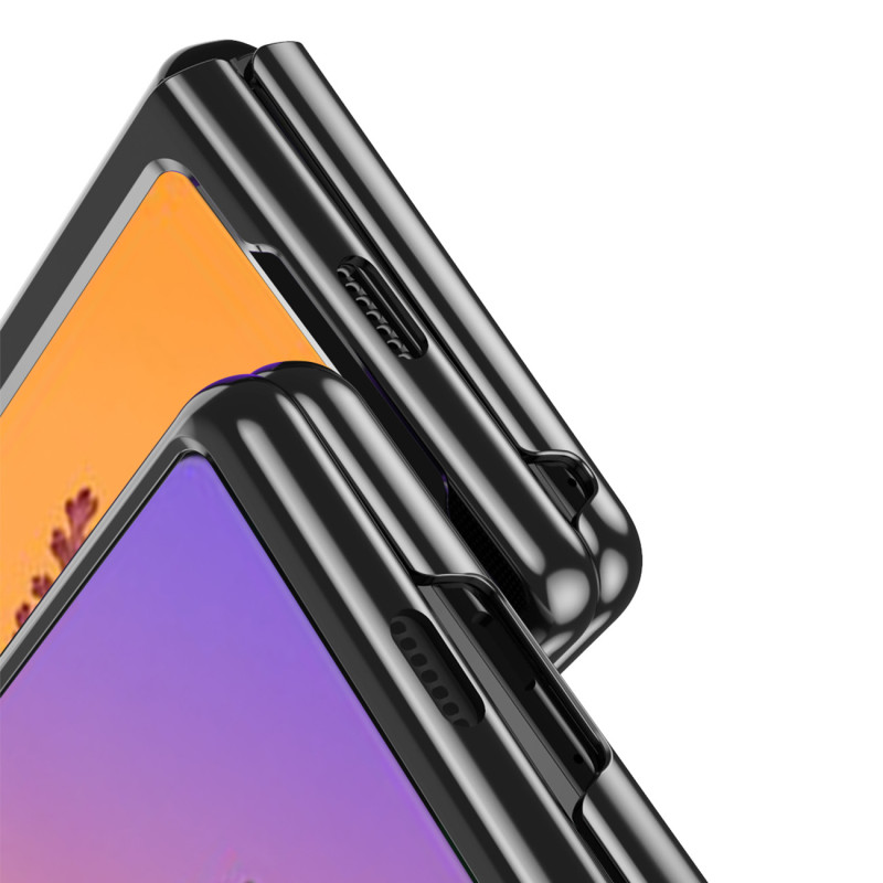 Dėklas, skirtas Samsung Galaxy Z Fold 4, padengtas rausvu metaliniu rėmeliu