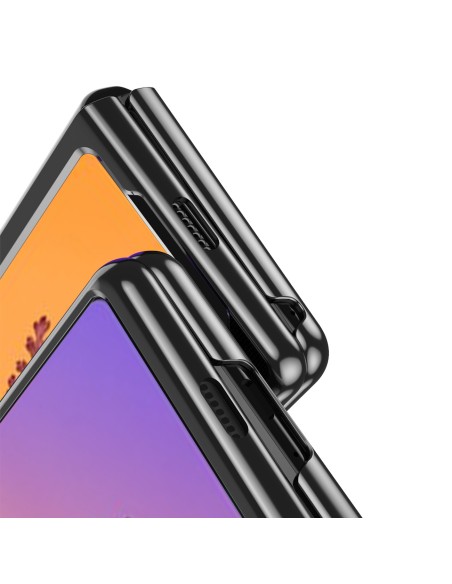 Dėklas, skirtas Samsung Galaxy Z Fold 4, padengtas rausvu metaliniu rėmeliu