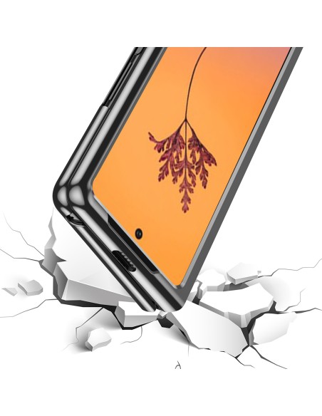 Dėklas, skirtas Samsung Galaxy Z Fold 4, padengtas rausvu metaliniu rėmeliu