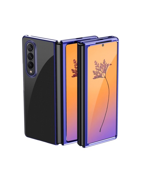Dėklas, skirtas Samsung Galaxy Z Fold 4, padengtas mėlynu metaliniu rėmeliu Dėklas, skirtas Samsung Galaxy Z Fold 4, padengtas mėlynu metaliniu rėmeliu