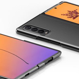 Dėklas Samsung Galaxy Z Fold 4, dangtelis su metaliniu rėmeliu, juodas