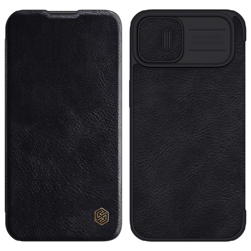 „Nillkin Qin Leather Pro Case iPhone 14 Plus“ fotoaparato dėklas, dėklas, atverčiamas juodas dėklas „Nillkin Qin Leather Pro Case iPhone 14 Plus“ fotoaparato dėklas, dėklas, atverčiamas juodas dėklas