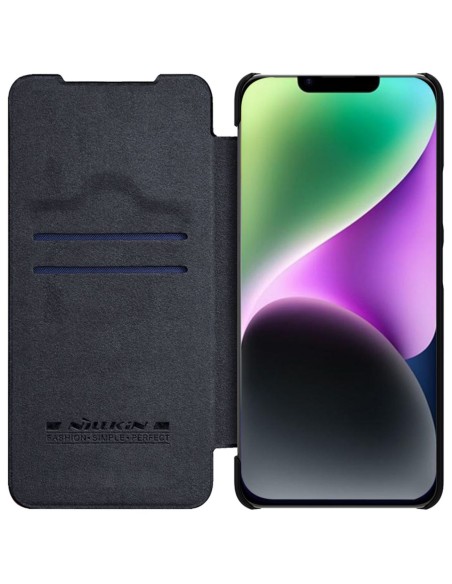 „Nillkin Qin Leather Pro Case iPhone 14 Plus“ fotoaparato dėklas, dėklas, atverčiamas juodas dėklas „Nillkin Qin Leather Pro Case iPhone 14 Plus“ fotoaparato dėklas, dėklas, atverčiamas juodas dėklas
