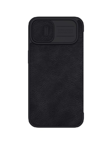 „Nillkin Qin Leather Pro Case iPhone 14 Plus“ fotoaparato dėklas, dėklas, atverčiamas juodas dėklas „Nillkin Qin Leather Pro Case iPhone 14 Plus“ fotoaparato dėklas, dėklas, atverčiamas juodas dėklas