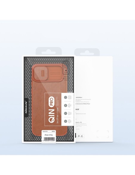 „Nillkin Qin Leather Pro Case iPhone 14 Plus“ fotoaparato dėklas, dėklas, atverčiamas juodas dėklas „Nillkin Qin Leather Pro Case iPhone 14 Plus“ fotoaparato dėklas, dėklas, atverčiamas juodas dėklas