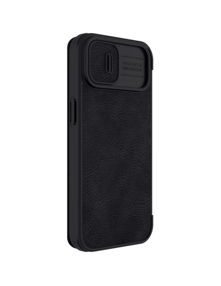 „Nillkin Qin Leather Pro Case iPhone 14 Plus“ fotoaparato dėklas, dėklas, atverčiamas juodas dėklas „Nillkin Qin Leather Pro Case iPhone 14 Plus“ fotoaparato dėklas, dėklas, atverčiamas juodas dėklas