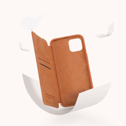 „Nillkin Qin Leather Pro Case iPhone 14 Plus“ fotoaparato dėklas, dėklas, atverčiamas juodas dėklas