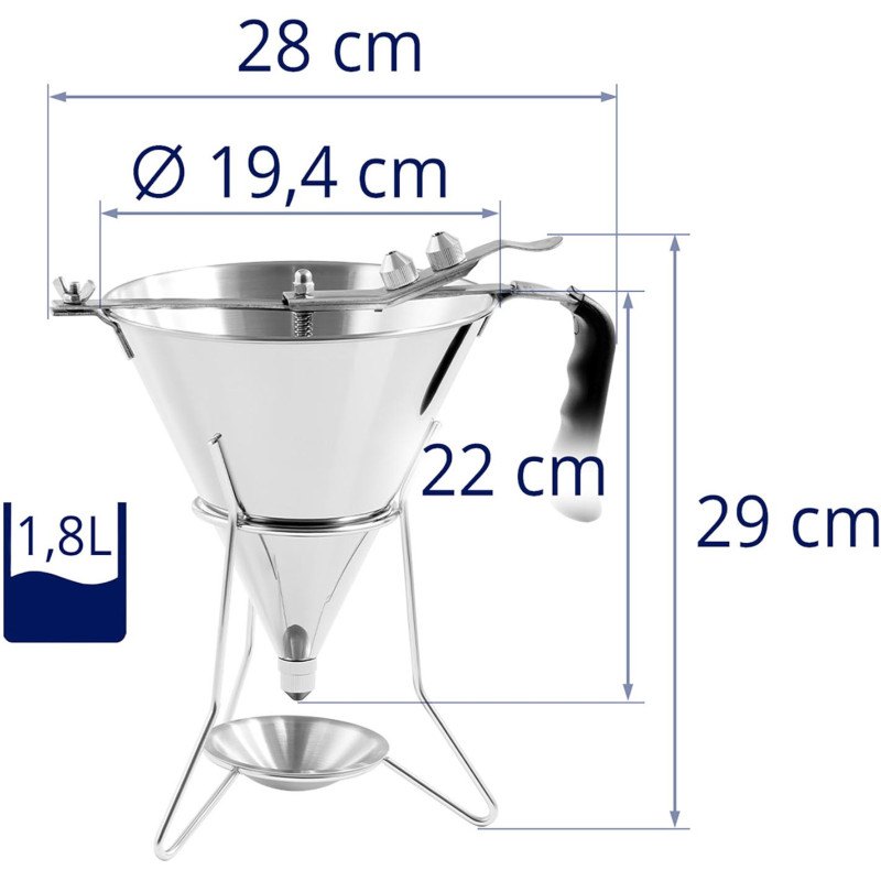 Piltuvinis pistoletas padažams plienine danga + stovas 3 purkštukai 1,8 l