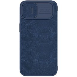 Nillkin Qin Leather Pro Case iPhone 14 Plus fotoaparato dangtelio dėklo dangtelio atverčiamas dėklas mėlynas