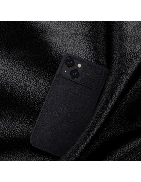 Nillkin Qin Leather Pro Case iPhone 14 Plus fotoaparato dangtelio dėklo dangtelio atverčiamas dėklas mėlynas