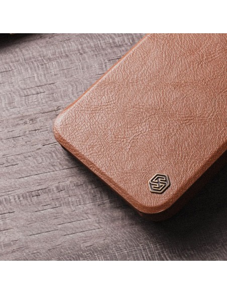 Nillkin Qin Leather Pro Case iPhone 14 Plus fotoaparato dangtelio dėklo dangtelio atverčiamas dėklas mėlynas