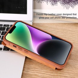 Nillkin Qin Leather Pro Case iPhone 14 Plus fotoaparato dangtelio dėklo dangtelio atverčiamas dėklas mėlynas