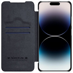 Nillkin Qin odinis profesionalus dėklas iPhone 14 Pro Max fotoaparato dėklas, dėklas, atverčiamas dėklas, juodas
