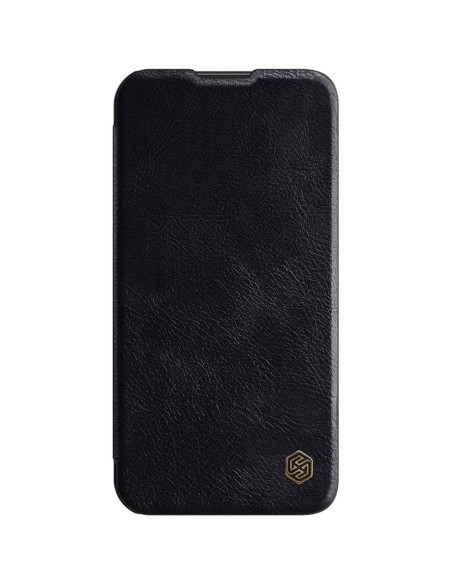 Nillkin Qin odinis profesionalus dėklas iPhone 14 Pro Max fotoaparato dėklas, dėklas, atverčiamas dėklas, juodas