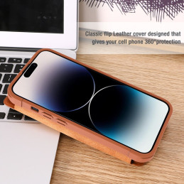 Nillkin Qin odinis profesionalus dėklas iPhone 14 Pro Max fotoaparato dėklas, dėklas, atverčiamas dėklas, juodas