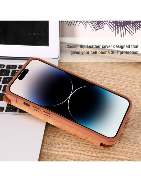 Nillkin Qin odinis profesionalus dėklas iPhone 14 Pro Max fotoaparato dėklas, dėklas, atverčiamas dėklas, juodas