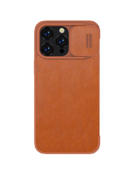 Nillkin Qin odinis profesionalus dėklas iPhone 14 Pro Max fotoaparato dangtelis, dėklas, atverčiamas dėklas, rudas Nillkin Qin odinis profesionalus dėklas iPhone 14 Pro Max fotoaparato dangtelis, dėklas, atverčiamas dėklas, rudas