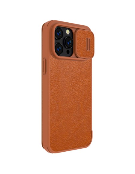 Nillkin Qin odinis profesionalus dėklas iPhone 14 Pro Max fotoaparato dangtelis, dėklas, atverčiamas dėklas, rudas Nillkin Qin odinis profesionalus dėklas iPhone 14 Pro Max fotoaparato dangtelis, dėklas, atverčiamas dėklas, rudas