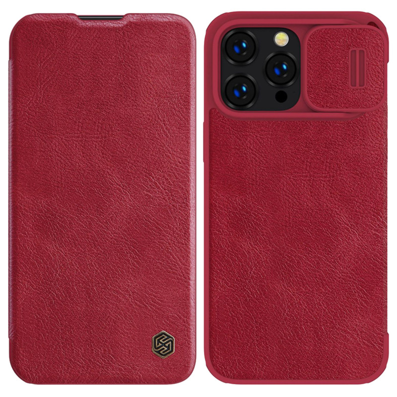 Nillkin Qin Leather Pro Case iPhone 14 Pro Max fotoaparato dangtelis Dėklas Apverčiamas dėklas raudonas Nillkin Qin Leather Pro Case iPhone 14 Pro Max fotoaparato dangtelis Dėklas Apverčiamas dėklas raudonas