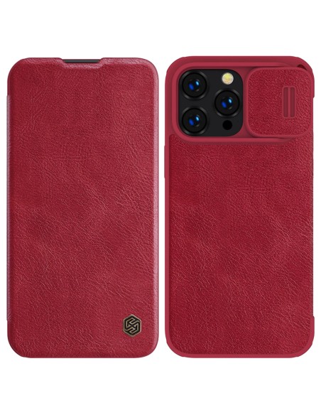 Nillkin Qin Leather Pro Case iPhone 14 Pro Max fotoaparato dangtelis Dėklas Apverčiamas dėklas raudonas Nillkin Qin Leather Pro Case iPhone 14 Pro Max fotoaparato dangtelis Dėklas Apverčiamas dėklas raudonas
