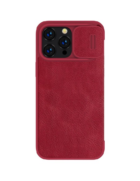 Nillkin Qin Leather Pro Case iPhone 14 Pro Max fotoaparato dangtelis Dėklas Apverčiamas dėklas raudonas Nillkin Qin Leather Pro Case iPhone 14 Pro Max fotoaparato dangtelis Dėklas Apverčiamas dėklas raudonas