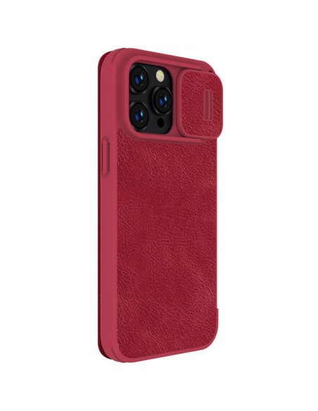 Nillkin Qin Leather Pro Case iPhone 14 Pro Max fotoaparato dangtelis Dėklas Apverčiamas dėklas raudonas Nillkin Qin Leather Pro Case iPhone 14 Pro Max fotoaparato dangtelis Dėklas Apverčiamas dėklas raudonas