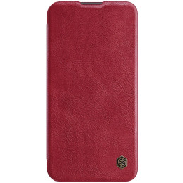 Nillkin Qin Leather Pro Case iPhone 14 Pro Max fotoaparato dangtelis Dėklas Apverčiamas dėklas raudonas