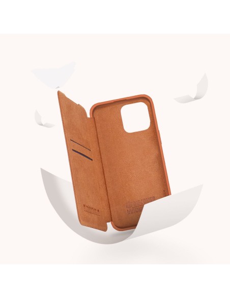 Nillkin Qin Leather Pro Case iPhone 14 Pro Max fotoaparato dangtelis Dėklas Apverčiamas dėklas raudonas Nillkin Qin Leather Pro Case iPhone 14 Pro Max fotoaparato dangtelis Dėklas Apverčiamas dėklas raudonas
