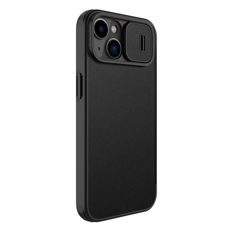 „Nillkin Qin Leather Pro Case iPhone 14 Plus“ fotoaparato dėklas, dėklas, atverčiamas juodas dėklas