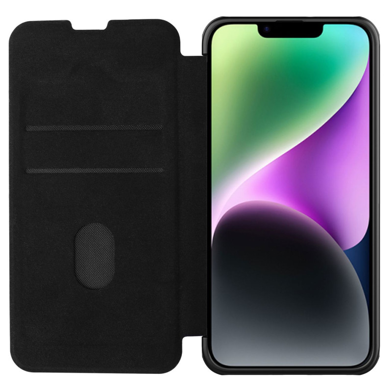 „Nillkin Qin Leather Pro Case iPhone 14 Plus“ fotoaparato dėklas, dėklas, atverčiamas juodas dėklas