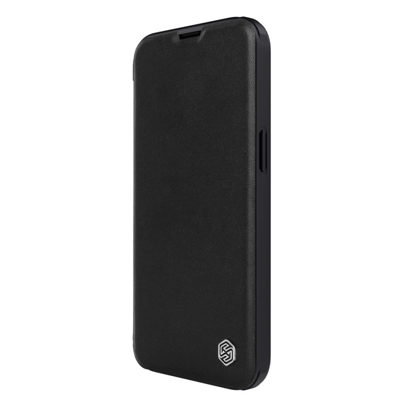 „Nillkin Qin Leather Pro Case iPhone 14 Plus“ fotoaparato dėklas, dėklas, atverčiamas juodas dėklas