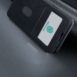„Nillkin Qin Leather Pro Case iPhone 14 Plus“ fotoaparato dėklas, dėklas, atverčiamas juodas dėklas