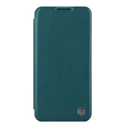 Nillkin Qin Leather Pro Case iPhone 14 Plus fotoaparato dangtelio dėklo dangtelio atverčiamas dėklas žalias