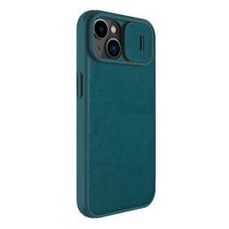 Nillkin Qin Leather Pro Case iPhone 14 Plus fotoaparato dangtelio dėklo dangtelio atverčiamas dėklas žalias
