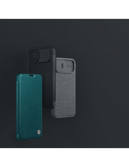 Nillkin Qin Leather Pro Case iPhone 14 Plus fotoaparato dangtelio dėklo dangtelio atverčiamas dėklas žalias Nillkin Qin Leather Pro Case iPhone 14 Plus fotoaparato dangtelio dėklo dangtelio atverčiamas dėklas žalias