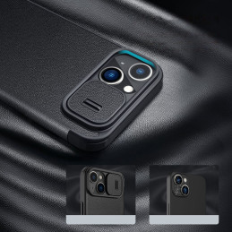 Nillkin Qin Leather Pro Case iPhone 14 Plus fotoaparato dangtelio dėklo dangtelio atverčiamas dėklas žalias