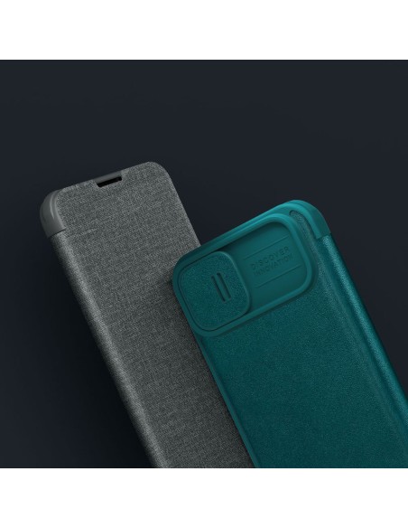 Nillkin Qin Leather Pro Case iPhone 14 Plus fotoaparato dangtelio dėklo dangtelio atverčiamas dėklas žalias Nillkin Qin Leather Pro Case iPhone 14 Plus fotoaparato dangtelio dėklo dangtelio atverčiamas dėklas žalias