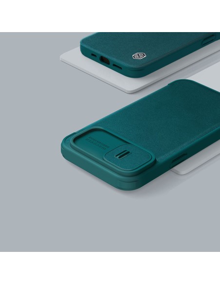 Nillkin Qin Leather Pro Case iPhone 14 Plus fotoaparato dangtelio dėklo dangtelio atverčiamas dėklas žalias Nillkin Qin Leather Pro Case iPhone 14 Plus fotoaparato dangtelio dėklo dangtelio atverčiamas dėklas žalias
