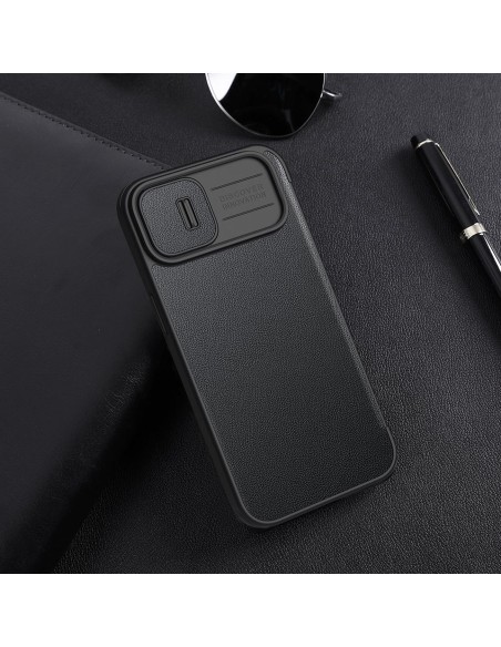 Nillkin Qin Leather Pro Case iPhone 14 Plus fotoaparato dangtelio dėklo dangtelio atverčiamas dėklas žalias Nillkin Qin Leather Pro Case iPhone 14 Plus fotoaparato dangtelio dėklo dangtelio atverčiamas dėklas žalias