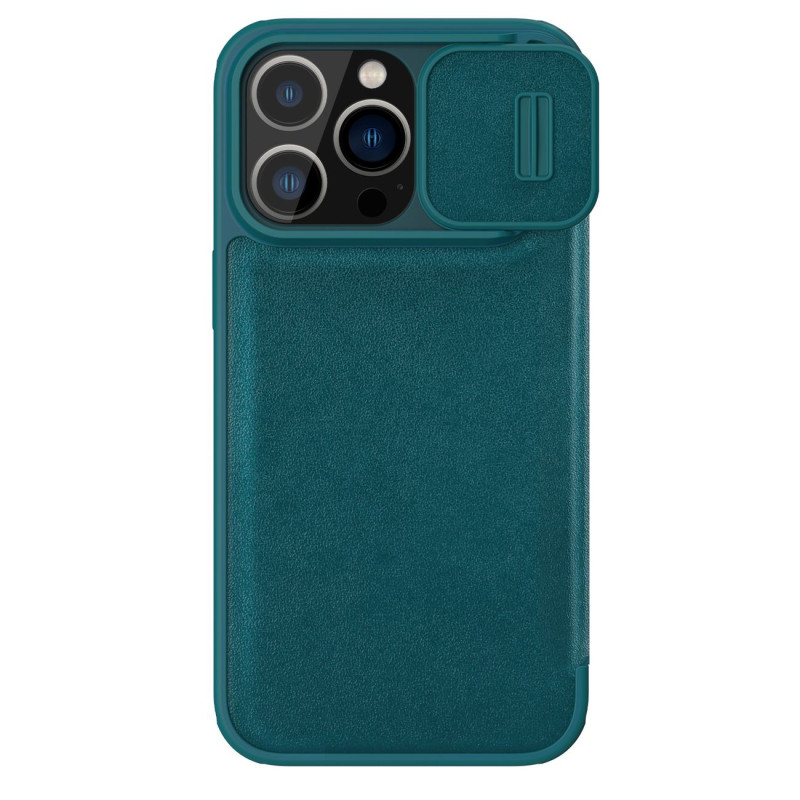 Nillkin Qin odinis Pro dėklas iPhone 14 Pro Max fotoaparato dangtelis dėklo dėklas Flip dėklas žalias