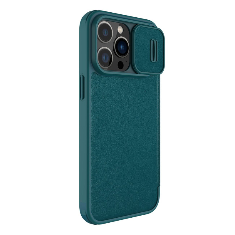 Nillkin Qin odinis Pro dėklas iPhone 14 Pro Max fotoaparato dangtelis dėklo dėklas Flip dėklas žalias