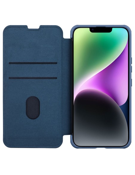 Nillkin Qin Cloth Pro dėklas, skirtas iPhone 14 fotoaparato dangtelio dėklo dėklo dangtelio atverčiamas dėklas mėlynas Nillkin Qin Cloth Pro dėklas, skirtas iPhone 14 fotoaparato dangtelio dėklo dėklo dangtelio atverčiamas dėklas mėlynas